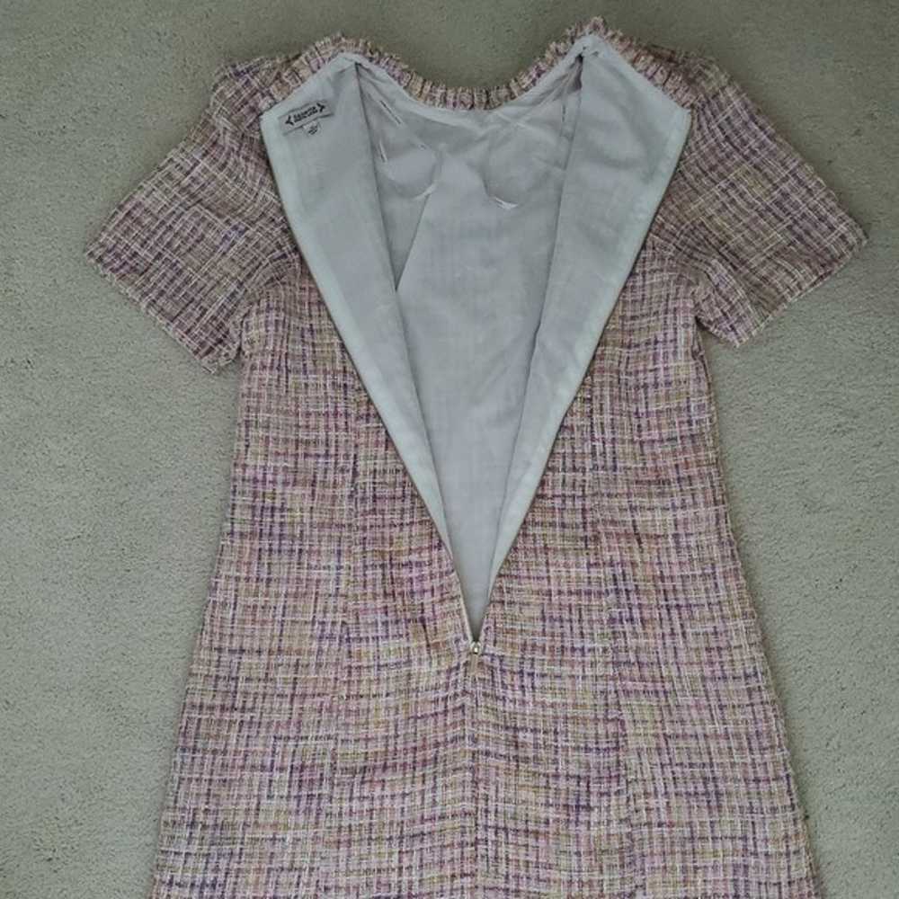 Nanette Lepore Pink Boucle Mini Sheath Dress sz14 - image 4