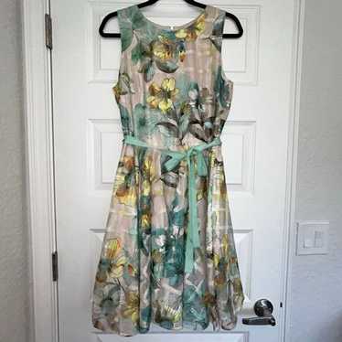 Gabby Skye Floral Print Sleeveless A-Line Dress