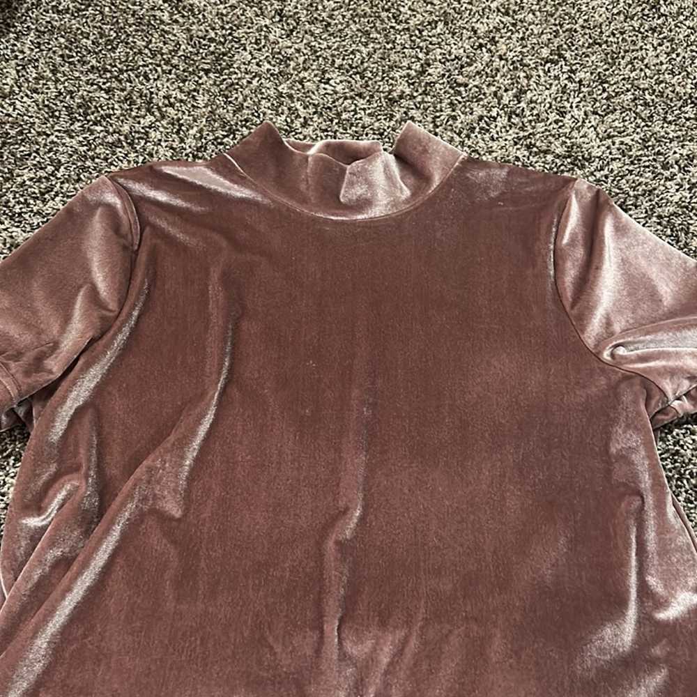 Madewell Pink Purple Velvet Mock Neck Dress L - image 12