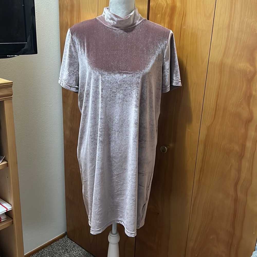 Madewell Pink Purple Velvet Mock Neck Dress L - image 1