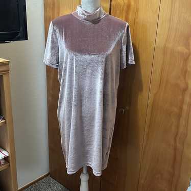 Madewell Pink Purple Velvet Mock Neck Dress L - image 1