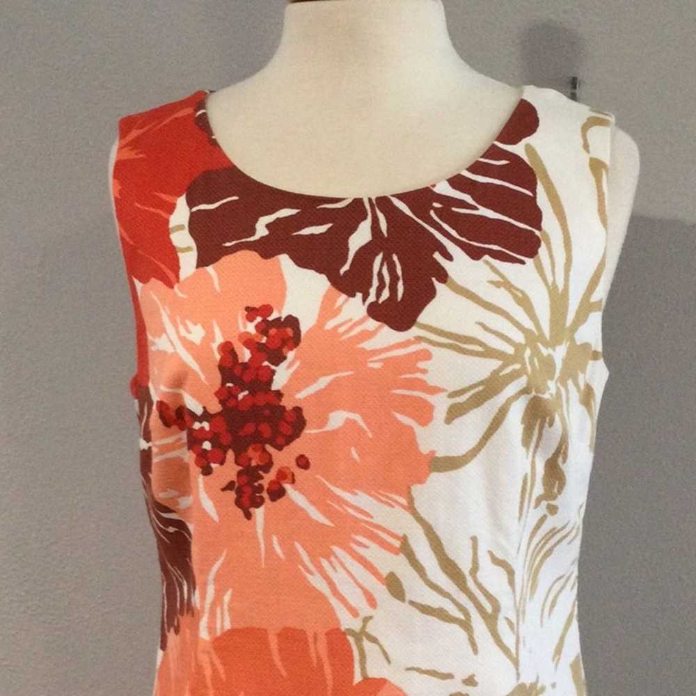 Talbots Lined White Multi-color Floral Sleeveless… - image 2