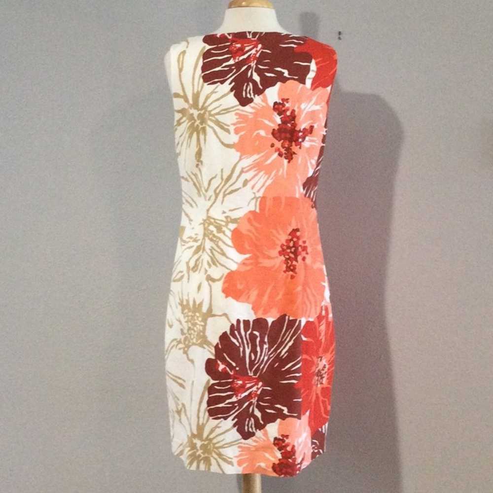 Talbots Lined White Multi-color Floral Sleeveless… - image 4