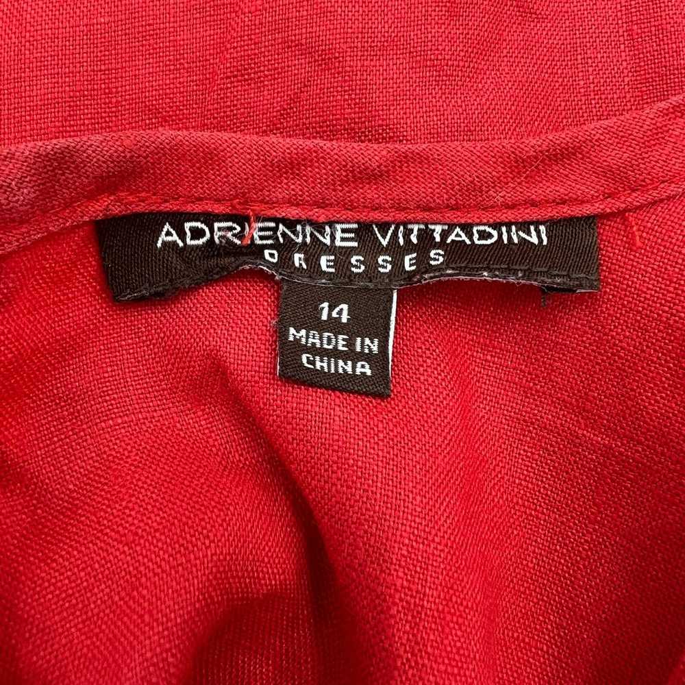 Adrienne Vittadini Linen Sheath Dress Red Pleated… - image 3