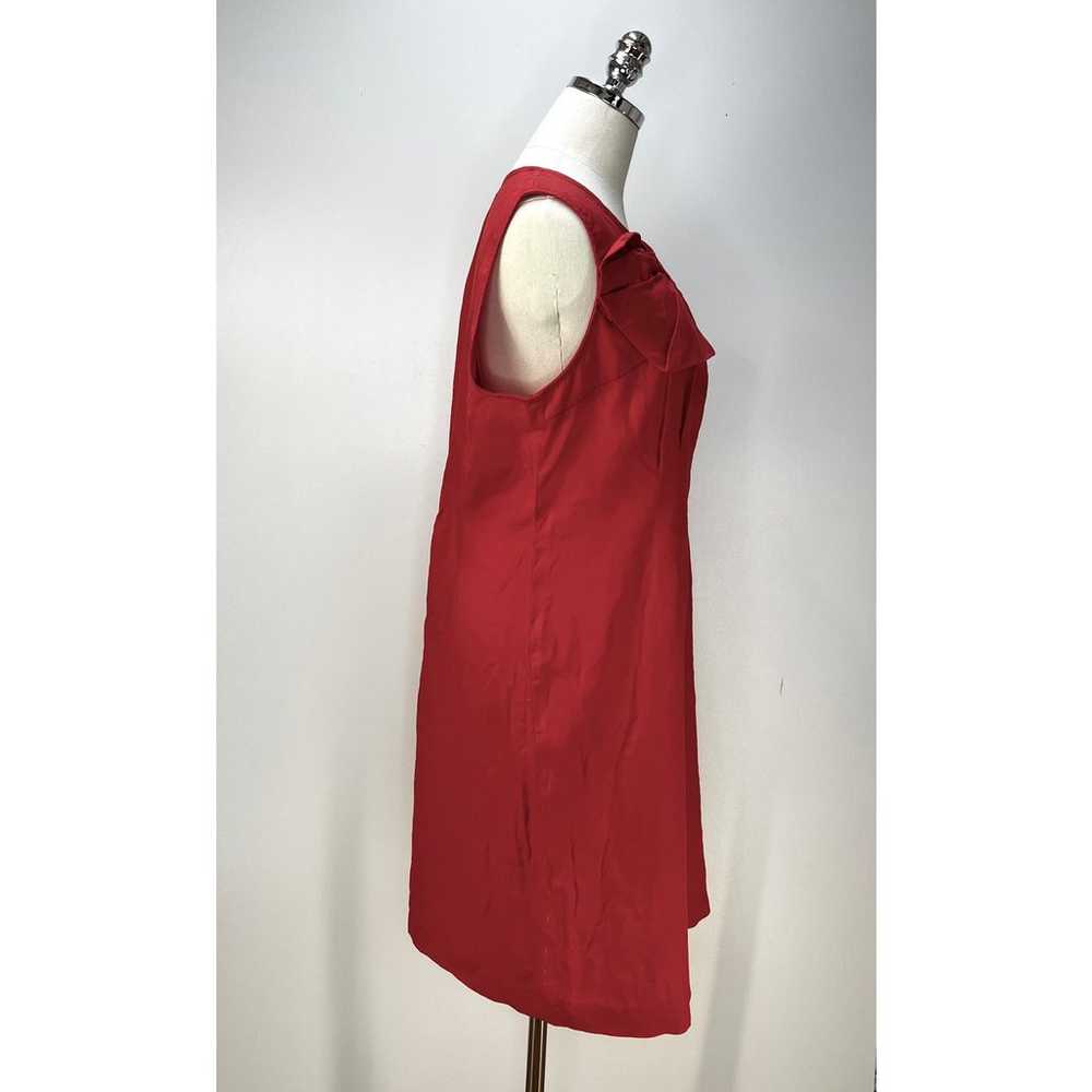 Adrienne Vittadini Linen Sheath Dress Red Pleated… - image 6