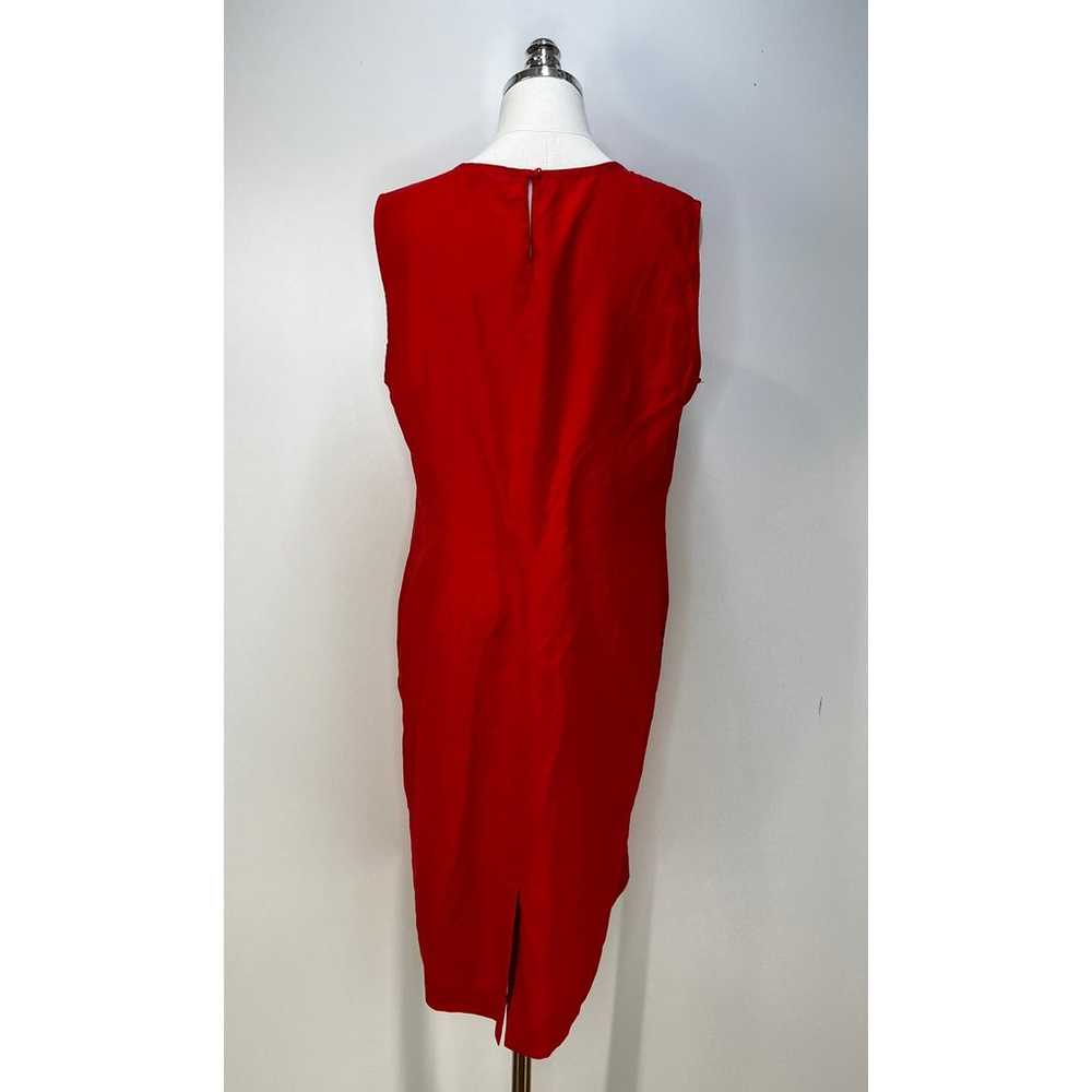 Adrienne Vittadini Linen Sheath Dress Red Pleated… - image 7