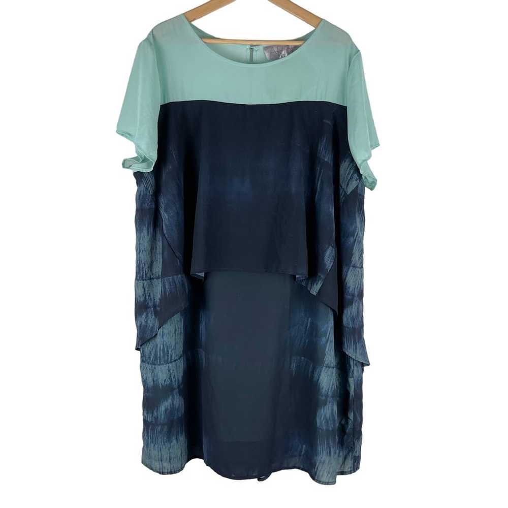 Arae Tunic Dress Womens 2X Blue Green Short Sleev… - image 1