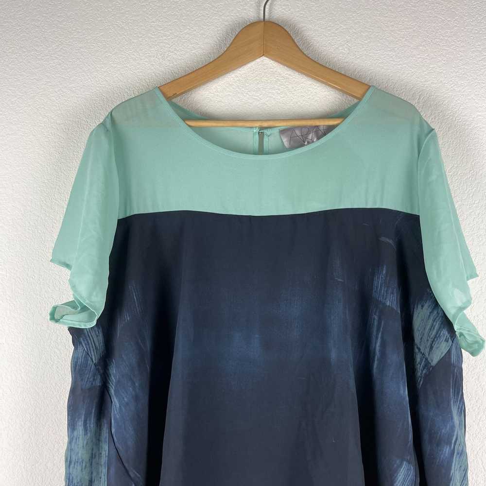 Arae Tunic Dress Womens 2X Blue Green Short Sleev… - image 2