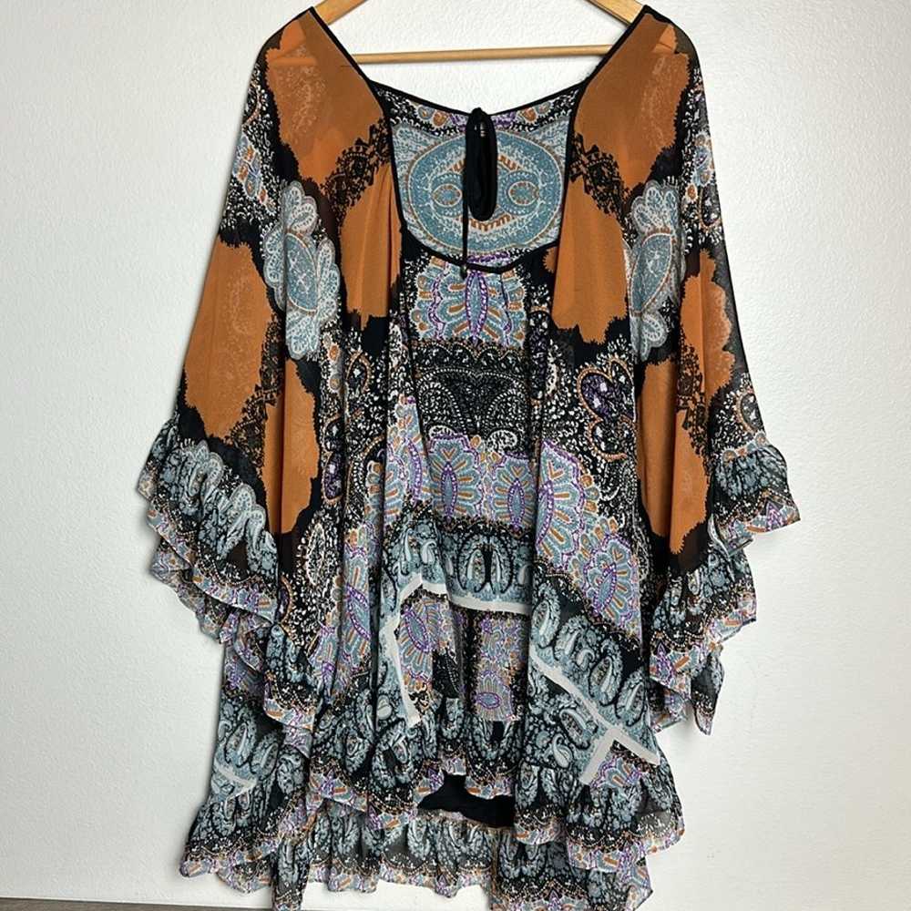 Free People Marla Dreams Orange Butterfly Cape Dr… - image 4