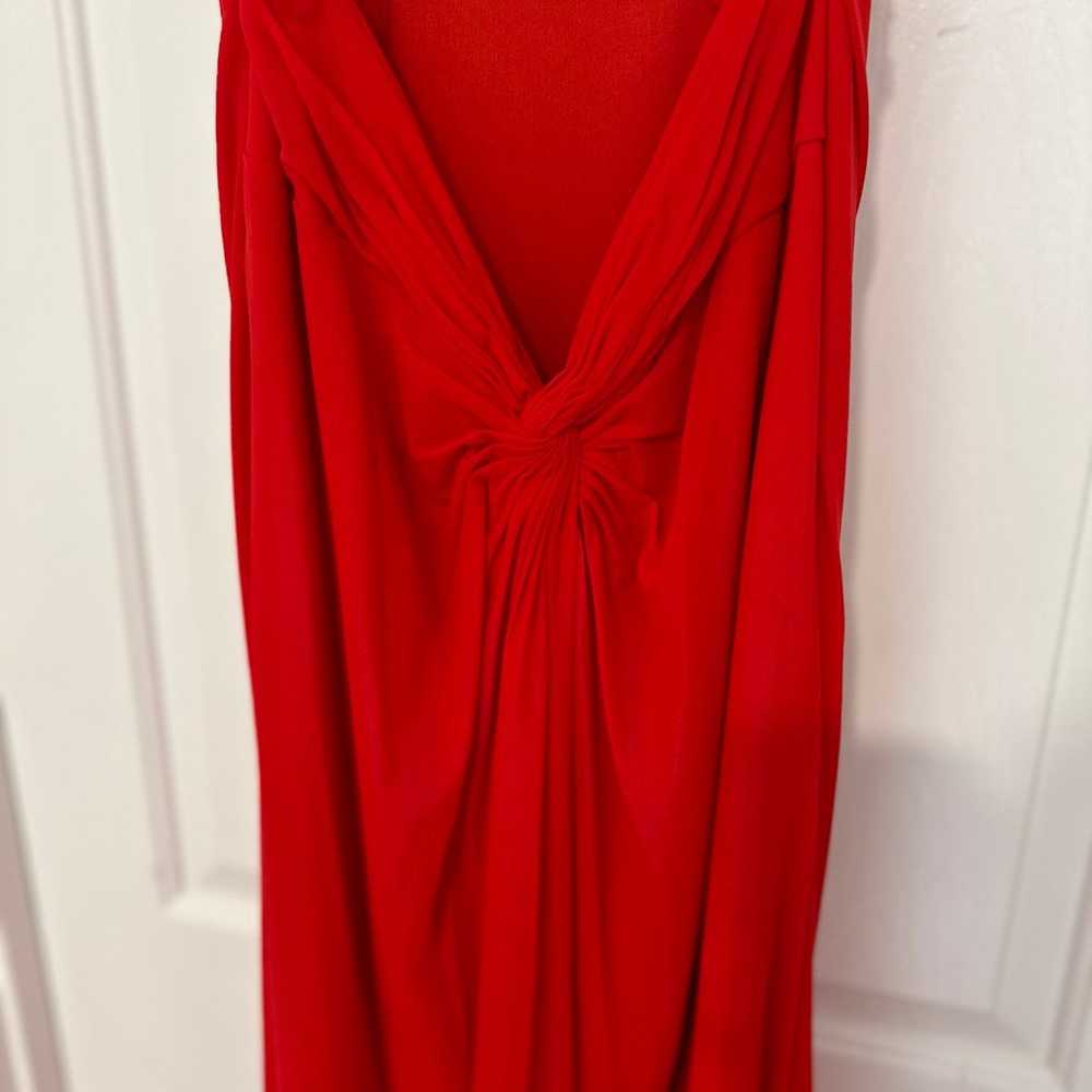 Red dress low back with rhinestone embellishment - image 5