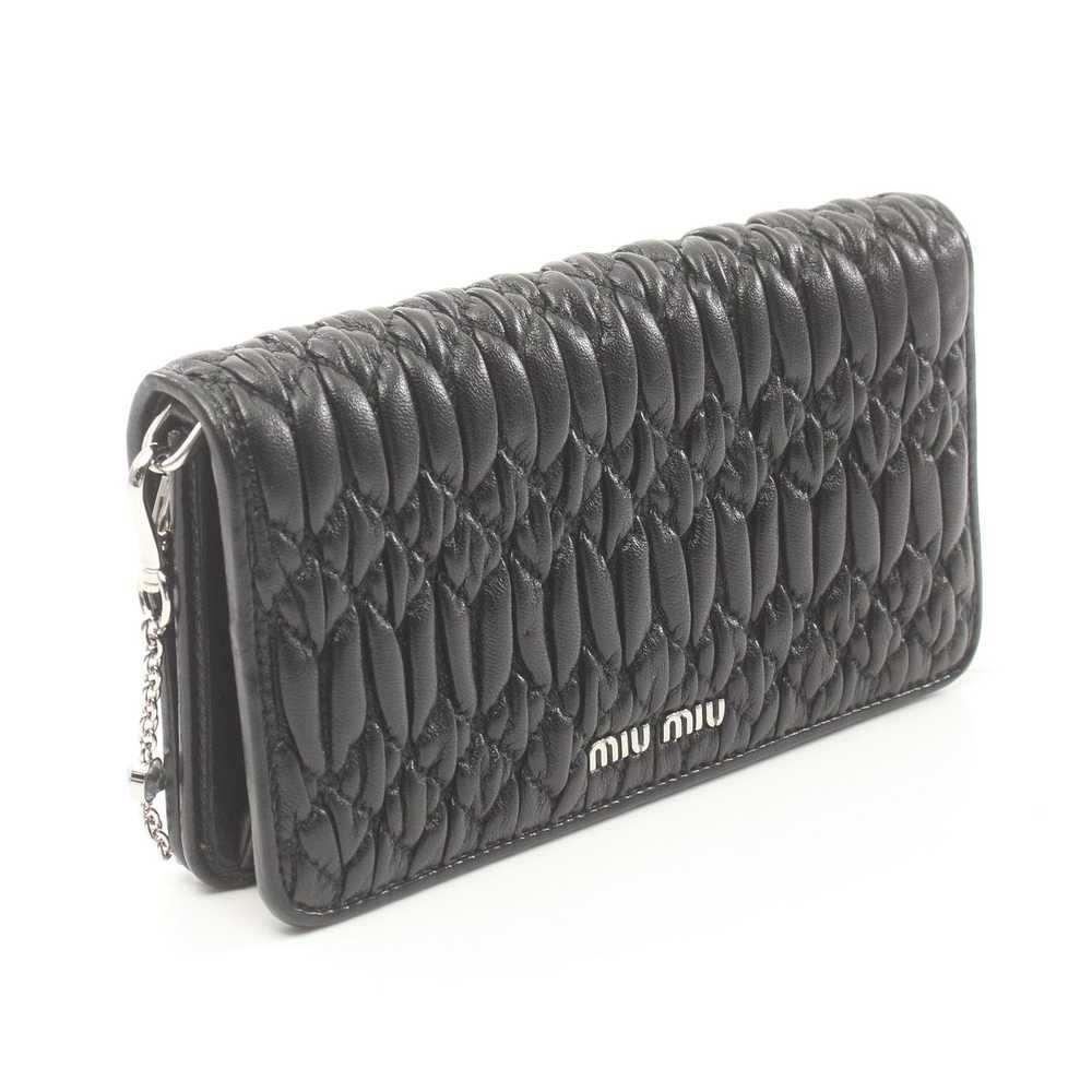 Miu Miu Miu Miu Matelasse Chain Wallet Leather Bl… - image 2