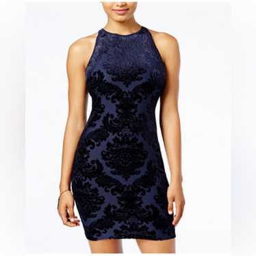 B. Darlin Navy Flocked Velvet Mini Dress Size 5/6 - image 1