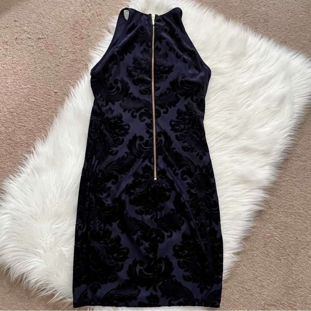 B. Darlin Navy Flocked Velvet Mini Dress Size 5/6 - image 3