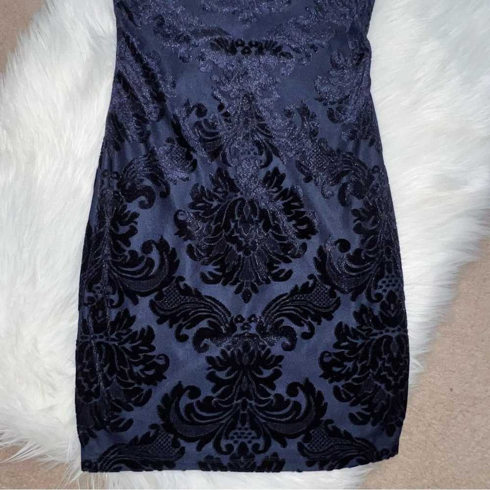 B. Darlin Navy Flocked Velvet Mini Dress Size 5/6 - image 4