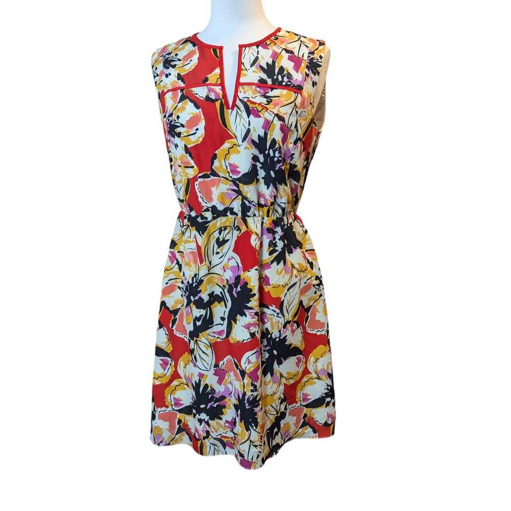 J.Crew sz 6 Bold Multi Color Floral Sleeveless Dr… - image 1