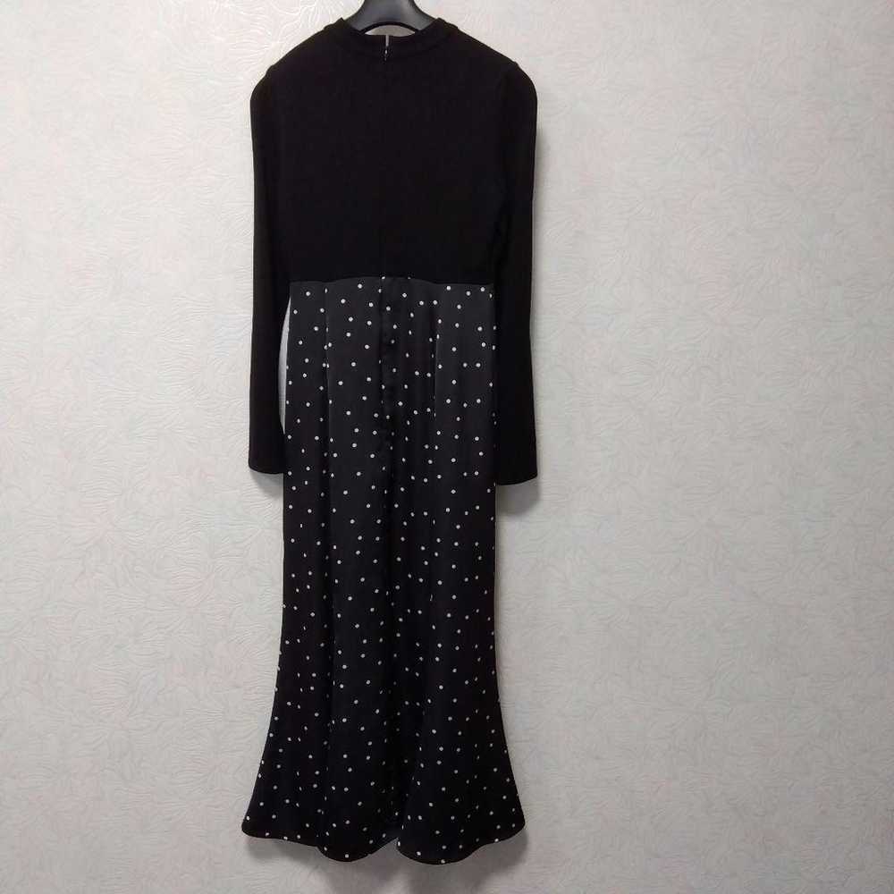 Black Knitted Polka Dot Pattern Long One-Piece Dr… - image 2