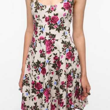 Sparkle & Fade Cream Floral Fit and Flare Dress