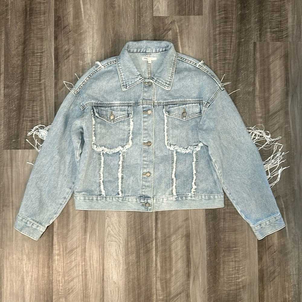 1 Vervet Fringe Metallic Denim Jacket - Medium - image 1