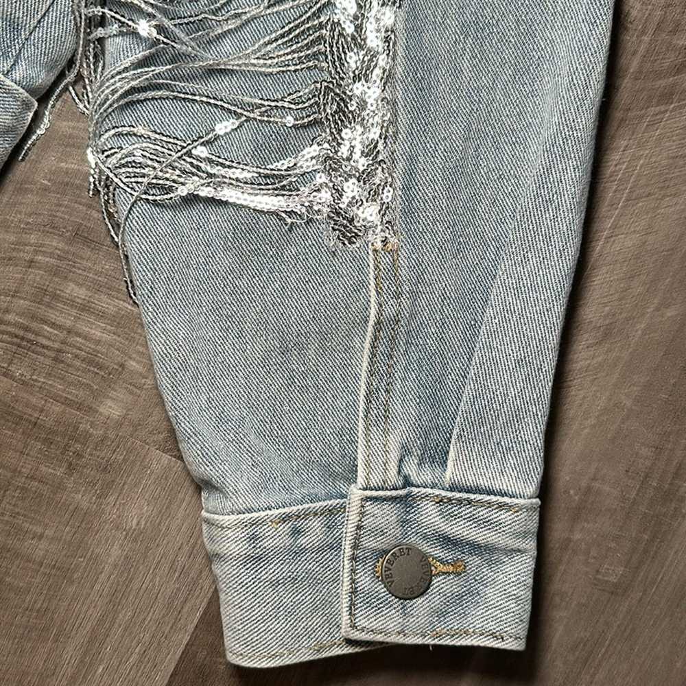 1 Vervet Fringe Metallic Denim Jacket - Medium - image 3