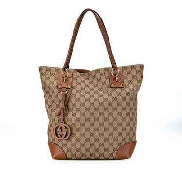 Brown Gucci GG Canvas GG Charm Tote