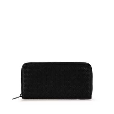 Black Bottega Veneta Intrecciato Zip Around Long W