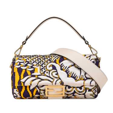 Purple Fendi Beaded Satin Baguette Satchel