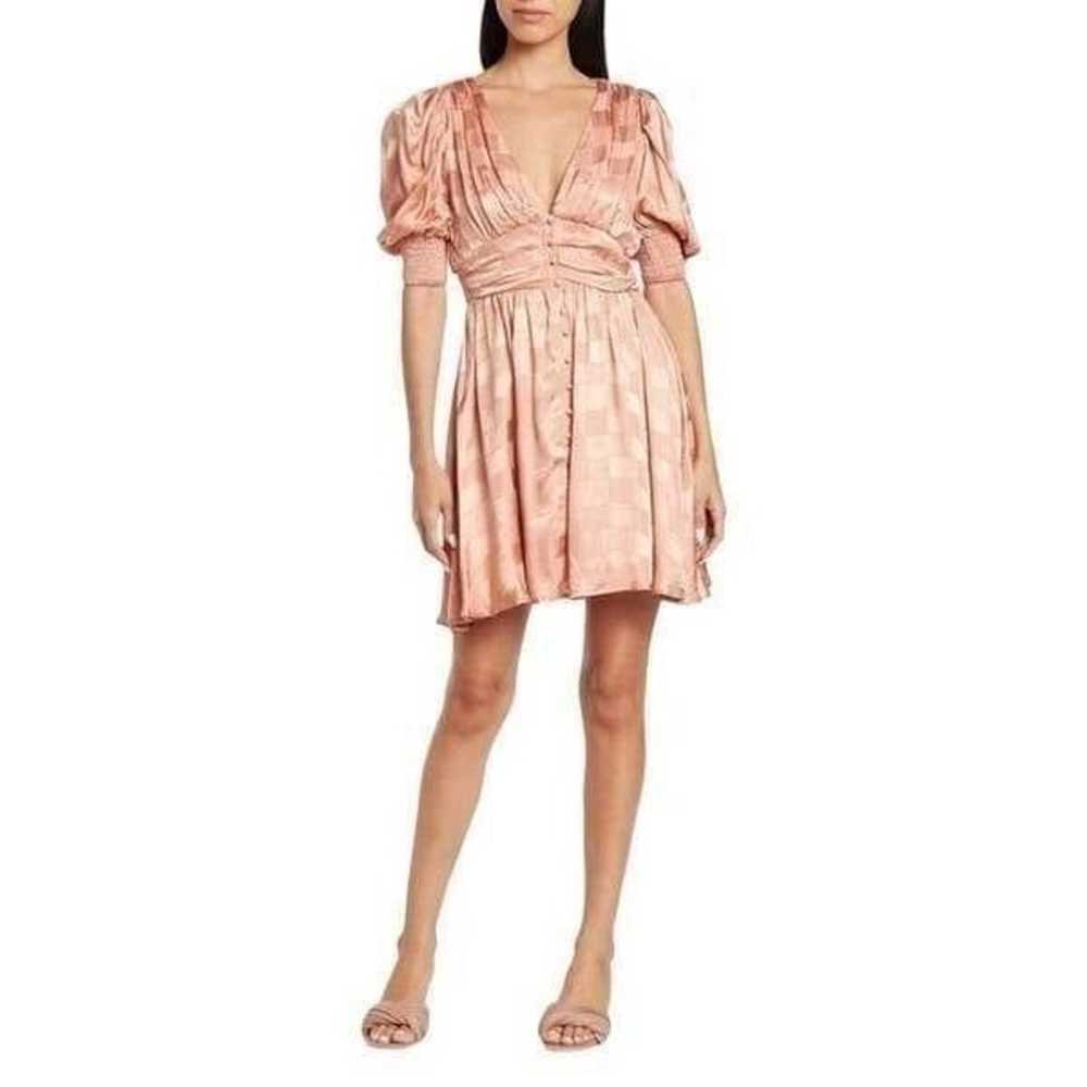 Maisie Puff Sleeve Mini Dress Pink Jacquard Size … - image 3