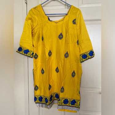 Yellow Blue Salwaar Kameez