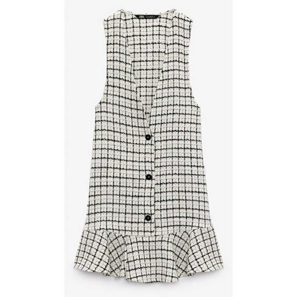 Zara Dress Plaid Buttoned Textured V-Neck Blogger… - image 3