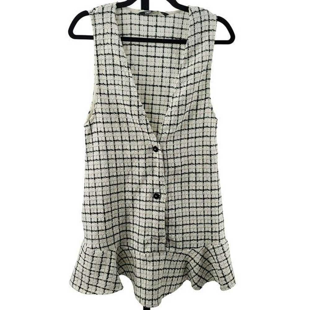 Zara Dress Plaid Buttoned Textured V-Neck Blogger… - image 5