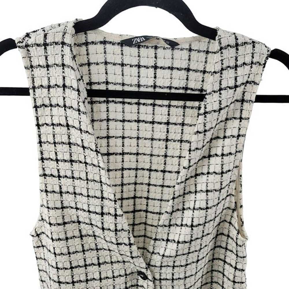 Zara Dress Plaid Buttoned Textured V-Neck Blogger… - image 9