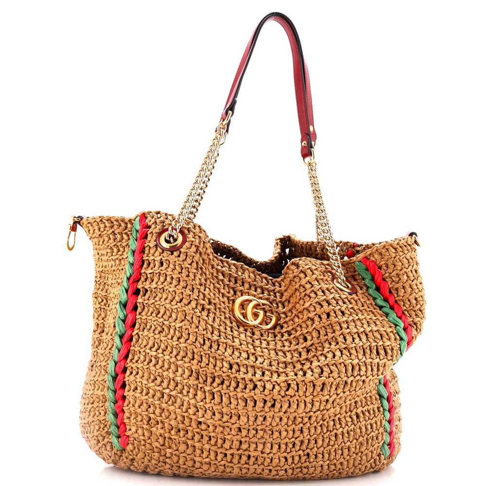 GUCCI GG Marmont Chain Tote Raffia Large - image 1