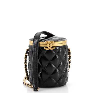 CHANEL Crown Box Vanity Bag Quilted Patent Mini