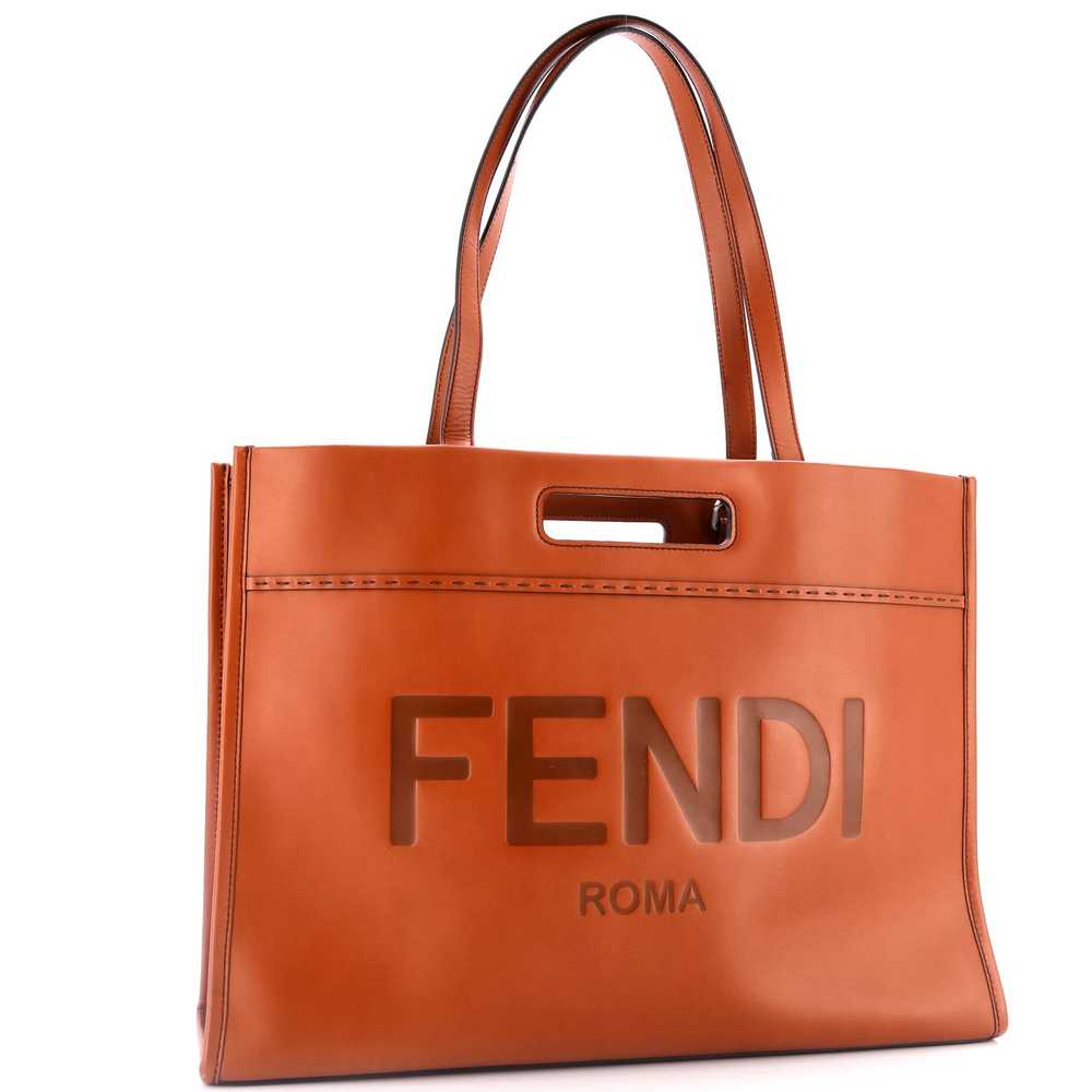 FENDI Logo Cutout Handle Shopper Tote Leather Lar… - image 2