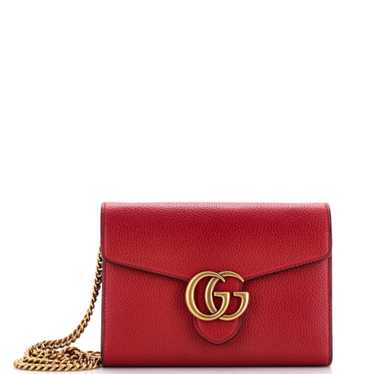 GUCCI GG Marmont Chain Wallet Leather Mini