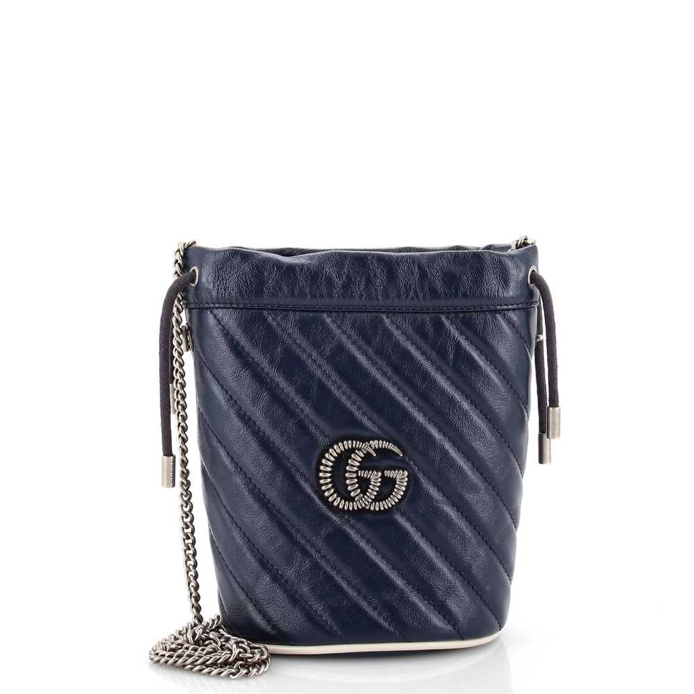 GUCCI GG Marmont Bucket Bag Diagonal Quilted Leat… - image 1