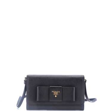 PRADA Bow Wallet on Strap Saffiano Leather Small