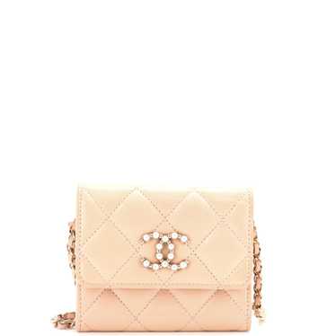 CHANEL Coco Candy Card Holder on Chain Quilted Cav