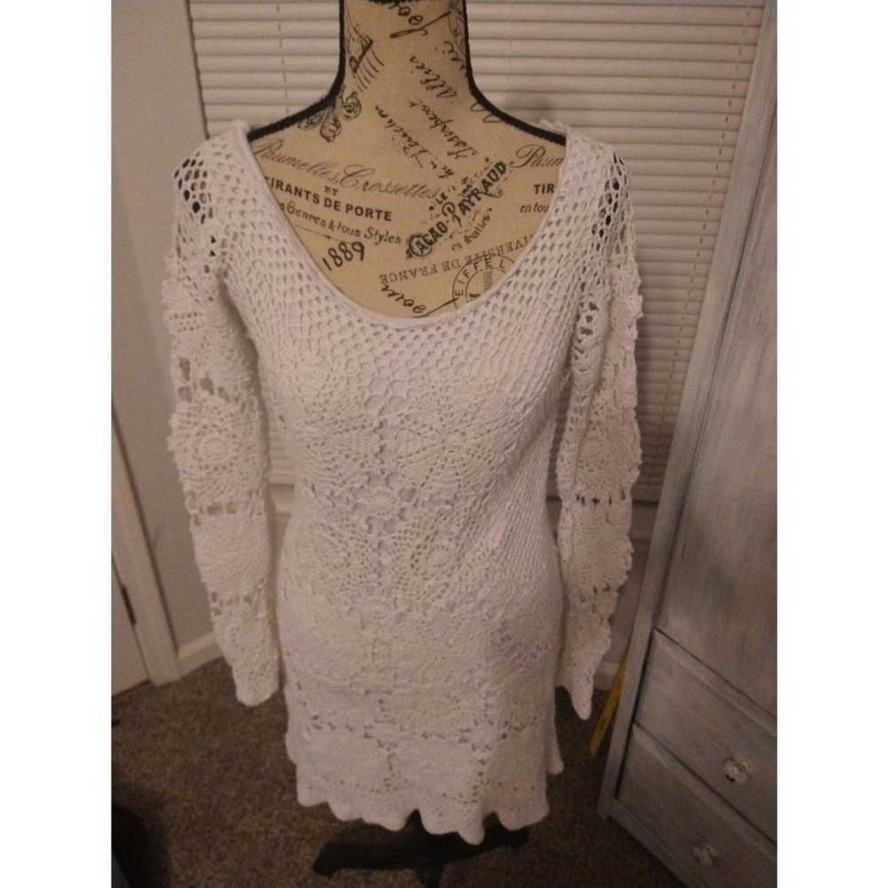 Boston proper Summer crocheted  White Large dress - image 3