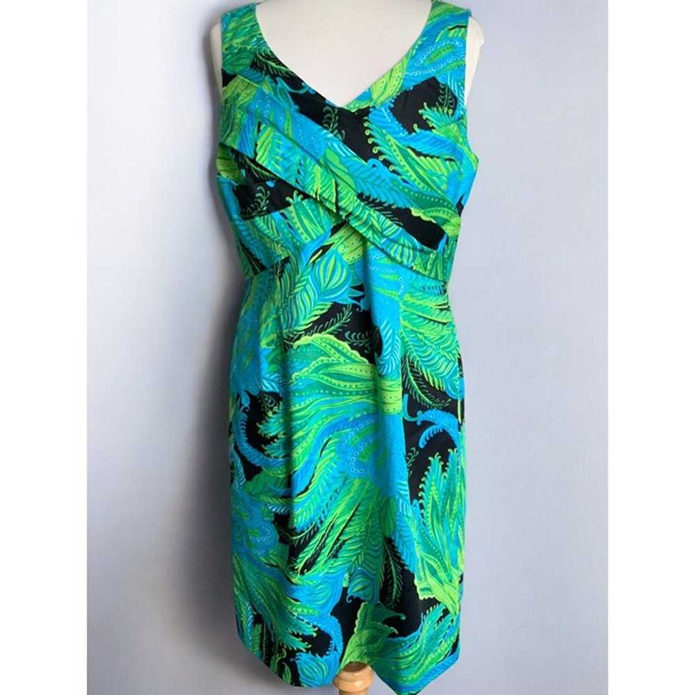 Jones New York Stretch Dress Size 12 Green Tropic… - image 10