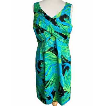 Jones New York Stretch Dress Size 12 Green Tropic… - image 1