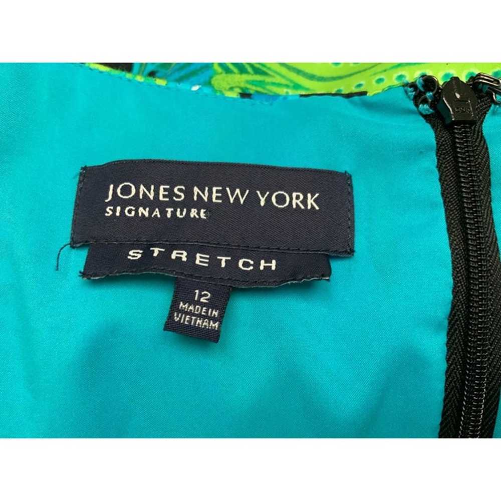 Jones New York Stretch Dress Size 12 Green Tropic… - image 3