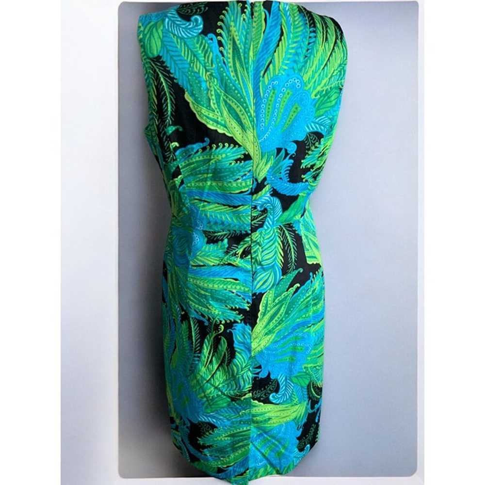 Jones New York Stretch Dress Size 12 Green Tropic… - image 5