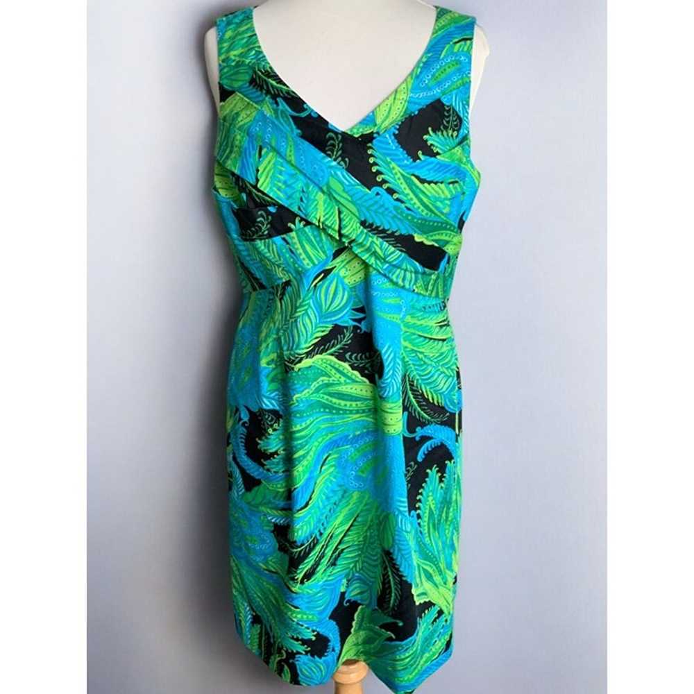 Jones New York Stretch Dress Size 12 Green Tropic… - image 6