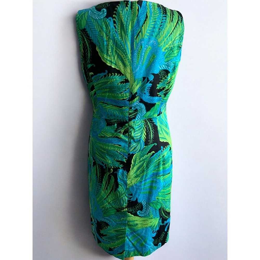 Jones New York Stretch Dress Size 12 Green Tropic… - image 8