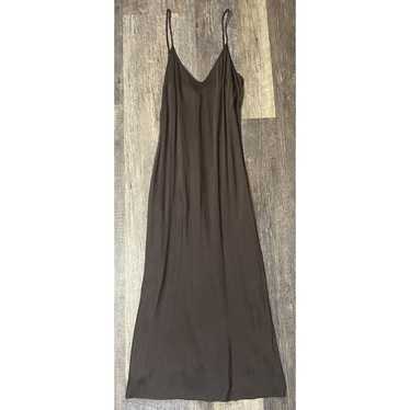 Anthropologie Slip Dress Brown Midi Dress Long Qui