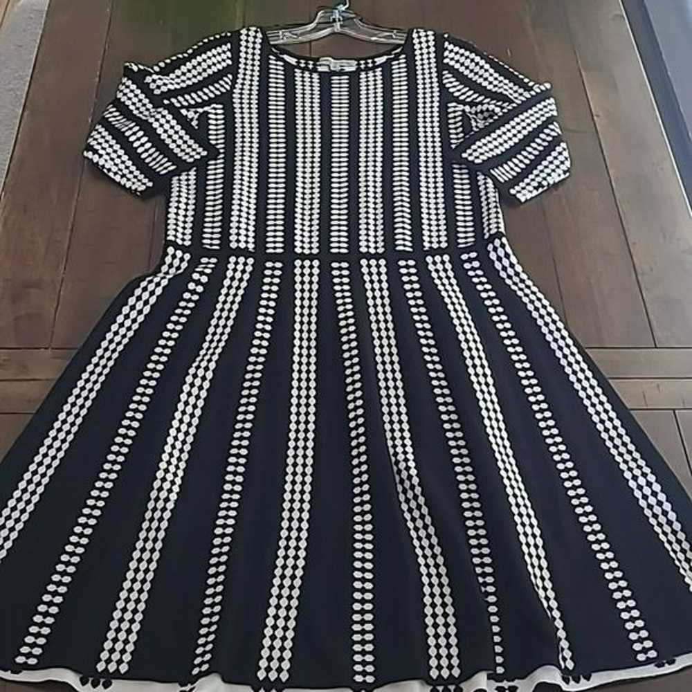 Danny & Nicole Black/White Stripe Sweater Dress s… - image 5