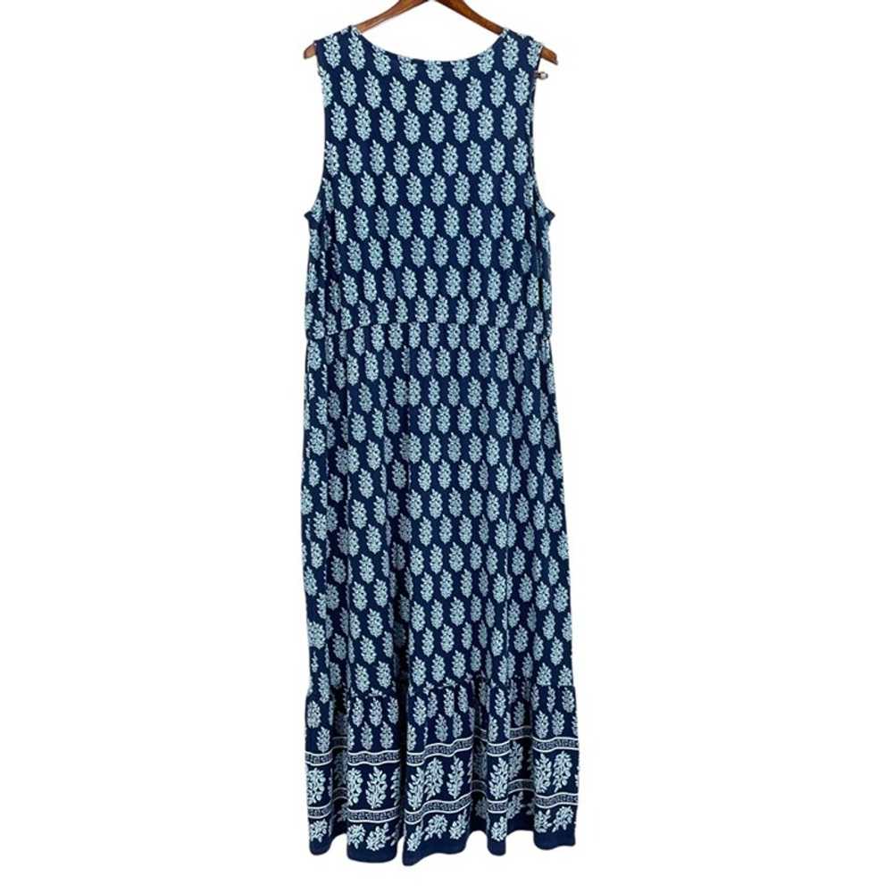 Talbots Blue Allover Tree Block Print Sleeveless … - image 5