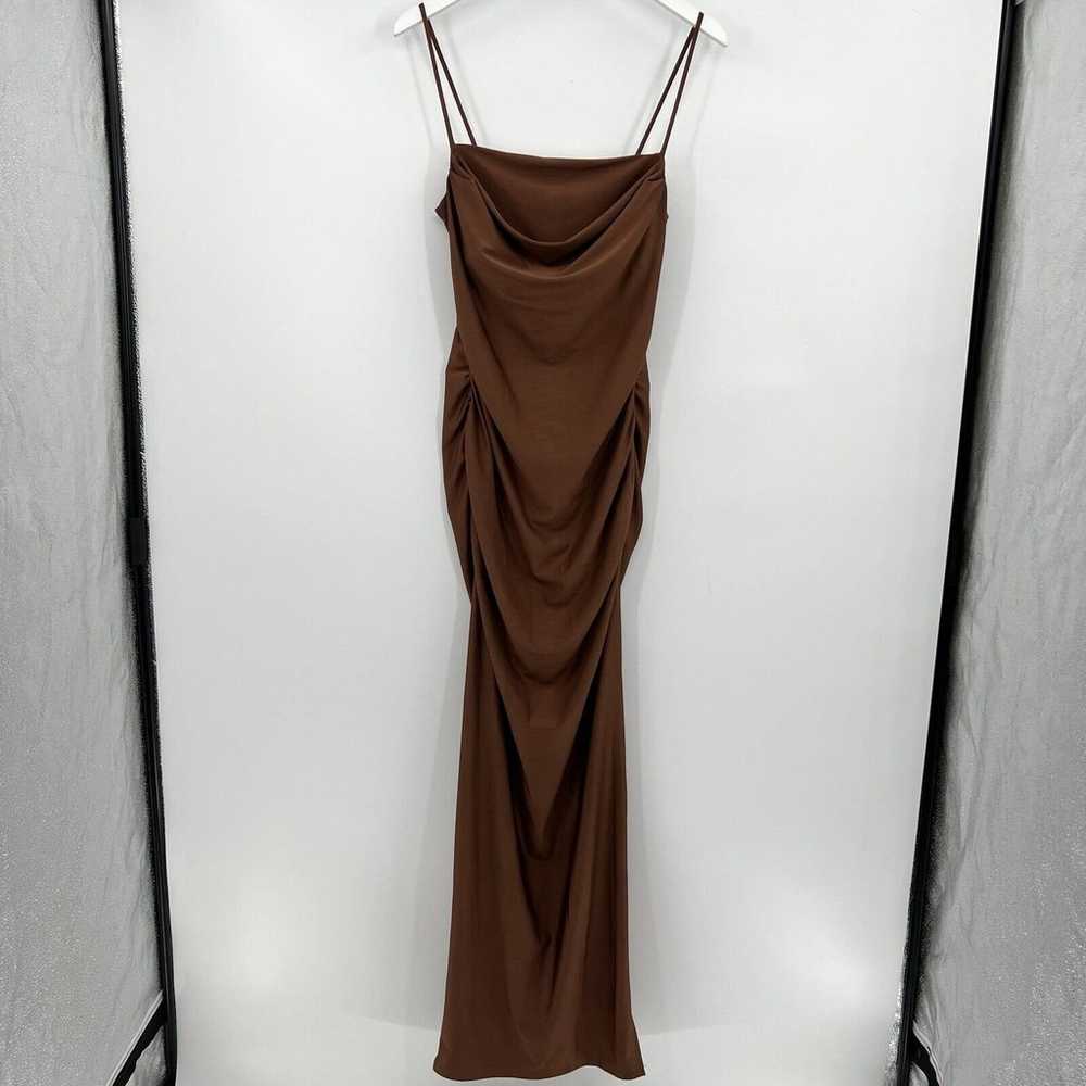 Windsor Brown Satin Long Formal Maxi Dress Leg Sl… - image 2