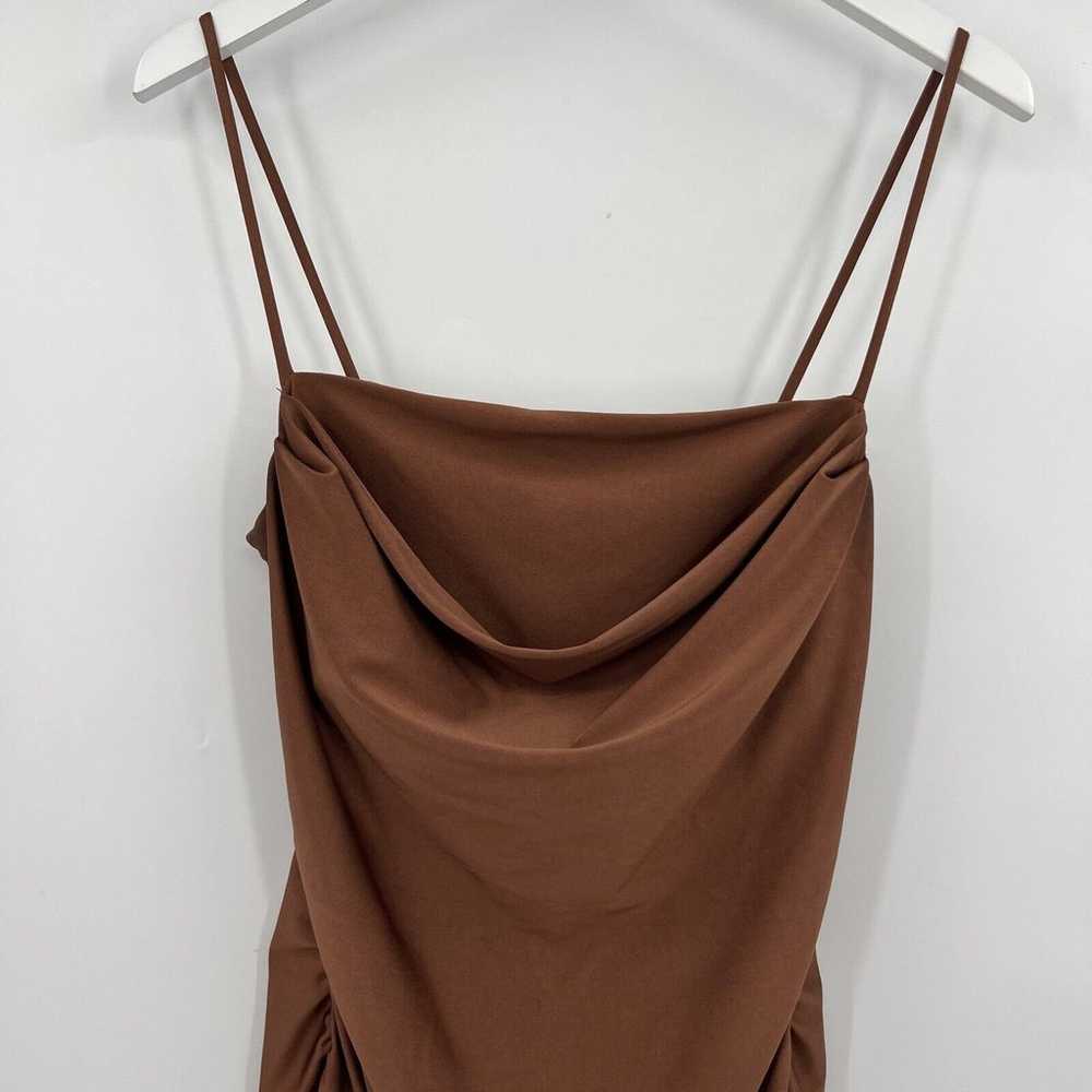 Windsor Brown Satin Long Formal Maxi Dress Leg Sl… - image 3